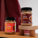 Jar Sambal Matah dan Rendang Nusantara Mix Rub 100 gram di atas alas kayu